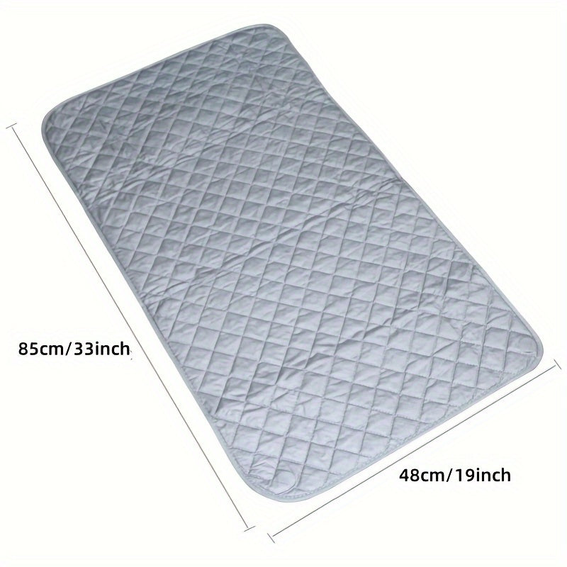 1pc, 33 "X18" Magnetic Ironing Mat, Thick Cotton Coated Silver Ironing Board, Iron Plate Replacement Ironing Board, Cotton Pad Circle Dryer Heat-resistant Pad, Portable Gray Ironing Board Mat, Travel Hotel Dormitory Desktop Ironing Mat