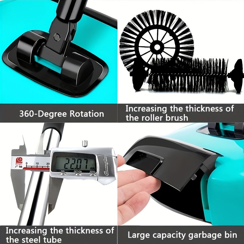 1set, 3 In 1 Multifunctional Hand Push Sweeper, Vacuum Cleaner, Hand Push Sweeping And Moping Machine, To Remove Garbage, Pet Hair