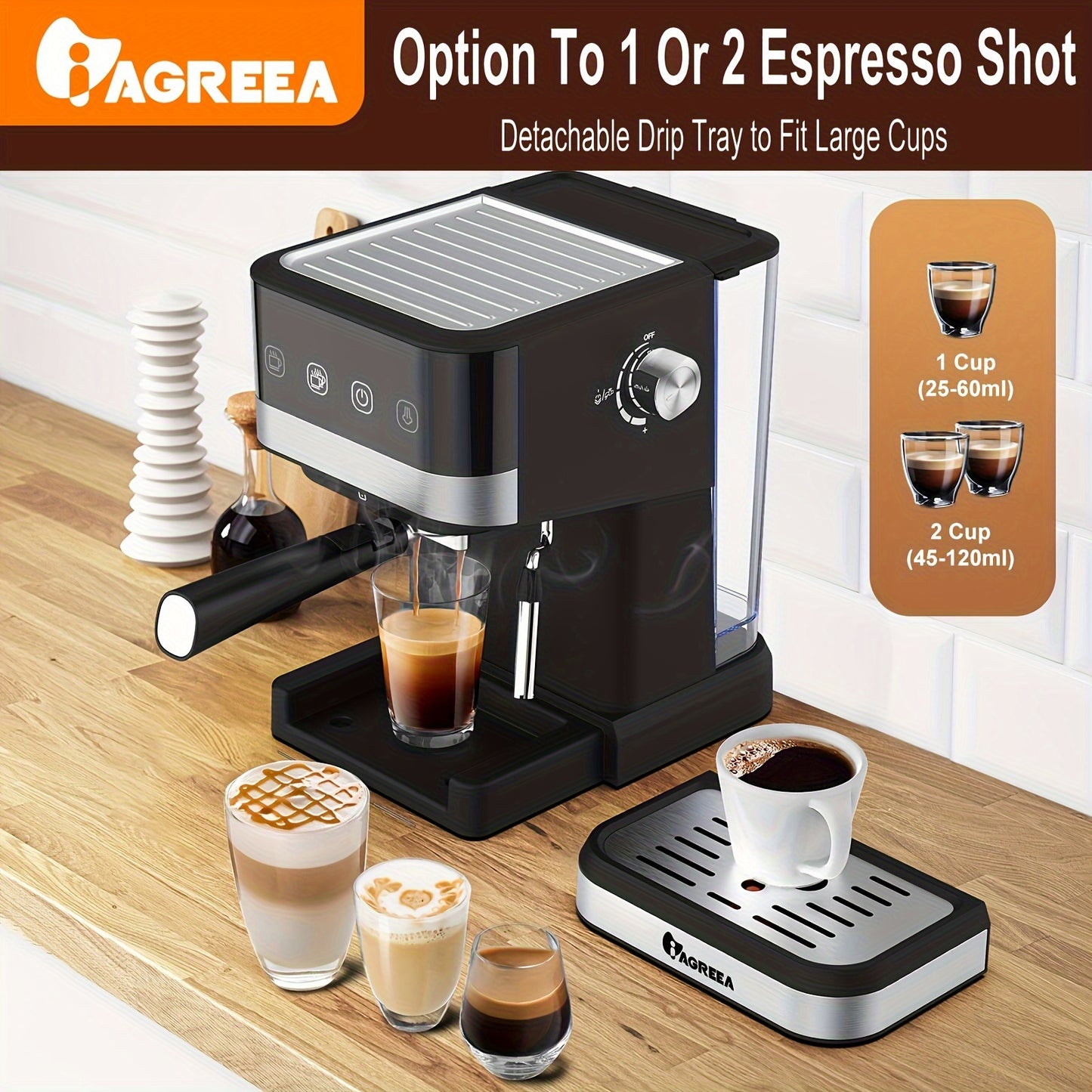 IAGREEA Espresso Machine With Milk Frothing