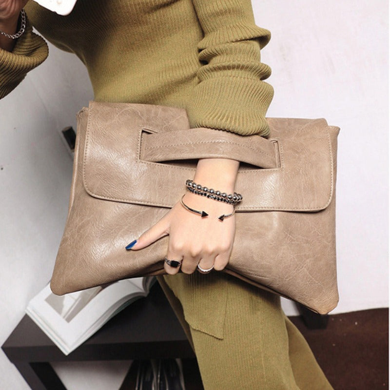 Retro PU Leather Clutch Bag, Large Capacity Crossbody Bag, Flap Laptop Handbag For Macbook