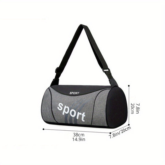 Simple Letter Pattern Colorblock Sports Bag, Large Capacity Zipper Duffle Bag, Lightweight Overnight Bag