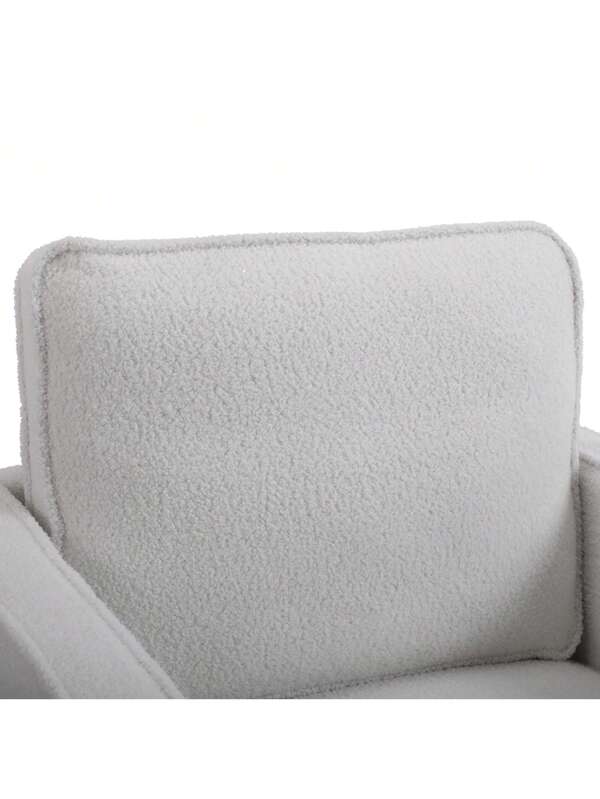 Modern Teddy Fabric Swivel Accent Chair ,Comfy Armchair With 360 Degree Swiveling For Living Room, Bedroom, Reading Room, Home Office (White) 94662