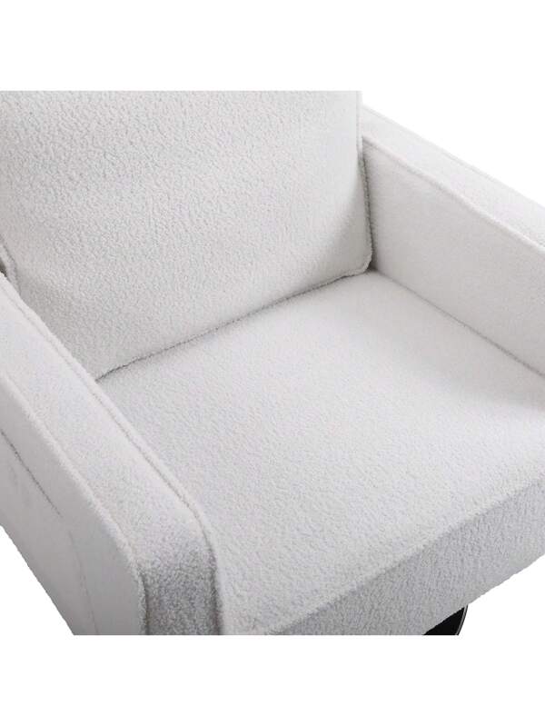 Modern Teddy Fabric Swivel Accent Chair ,Comfy Armchair With 360 Degree Swiveling For Living Room, Bedroom, Reading Room, Home Office (White) 94662