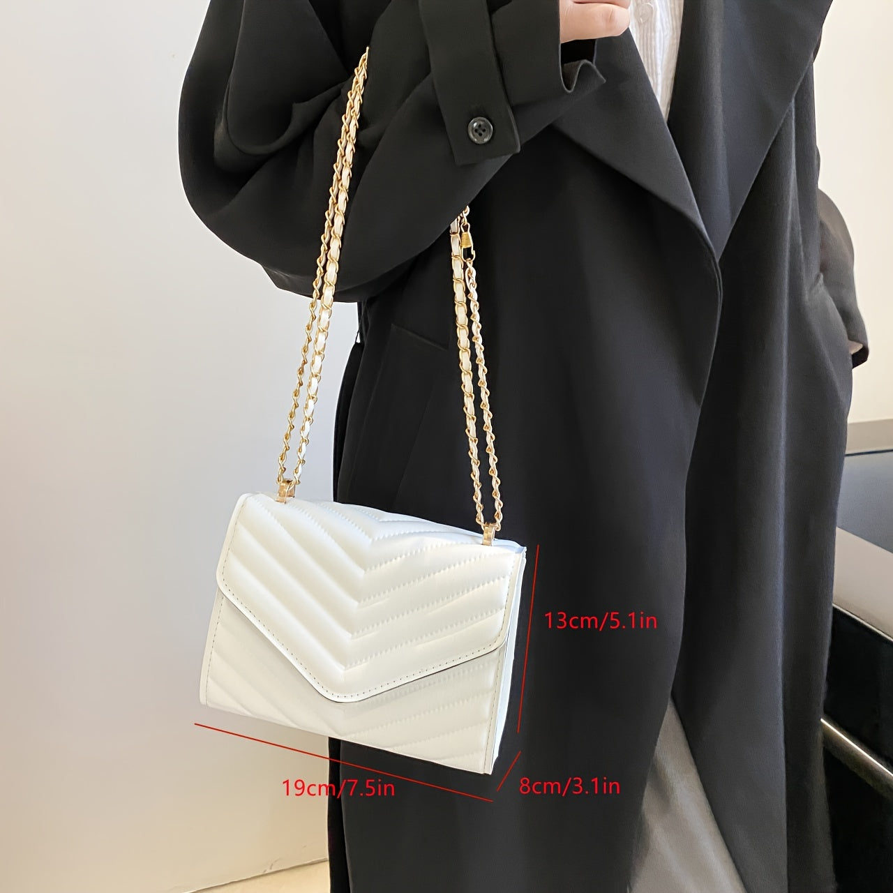 Minimalist Solid Color Quilted Detail Square Bag