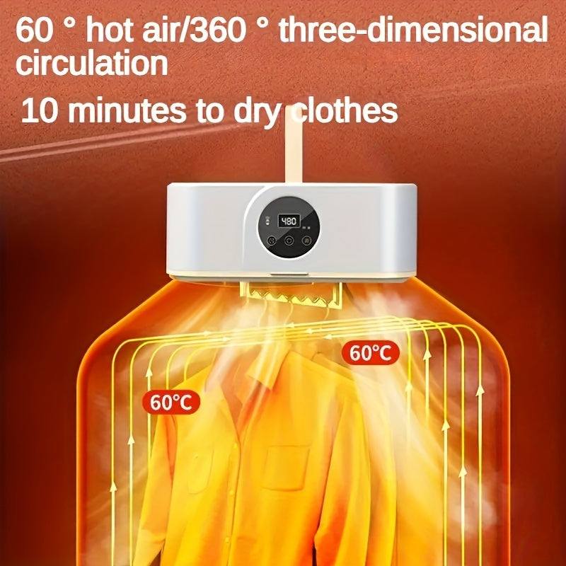 1pc Portable Folding Dryer, Fast Drying Clothes Dry Shoes Warm Clothes, Timing & Remote Control, 2 Heating Mode, PTC Constant Temperature, Power Saving, Compact Storage, UV Blue Sterilization, End Bug Odor, For Family Dorms, Travel