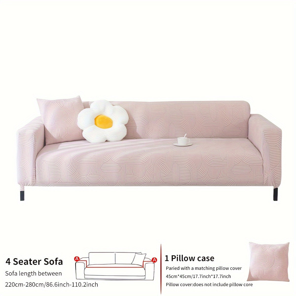 1pc Sofa Cover, Four Seasons Universal Sofa Slipcover Furniture Protector, Non-slip Simple Modern Couch Cover, Home Decor For Bedroom Office Living Room (With 1pc Throw Pillow Cover Without Core)