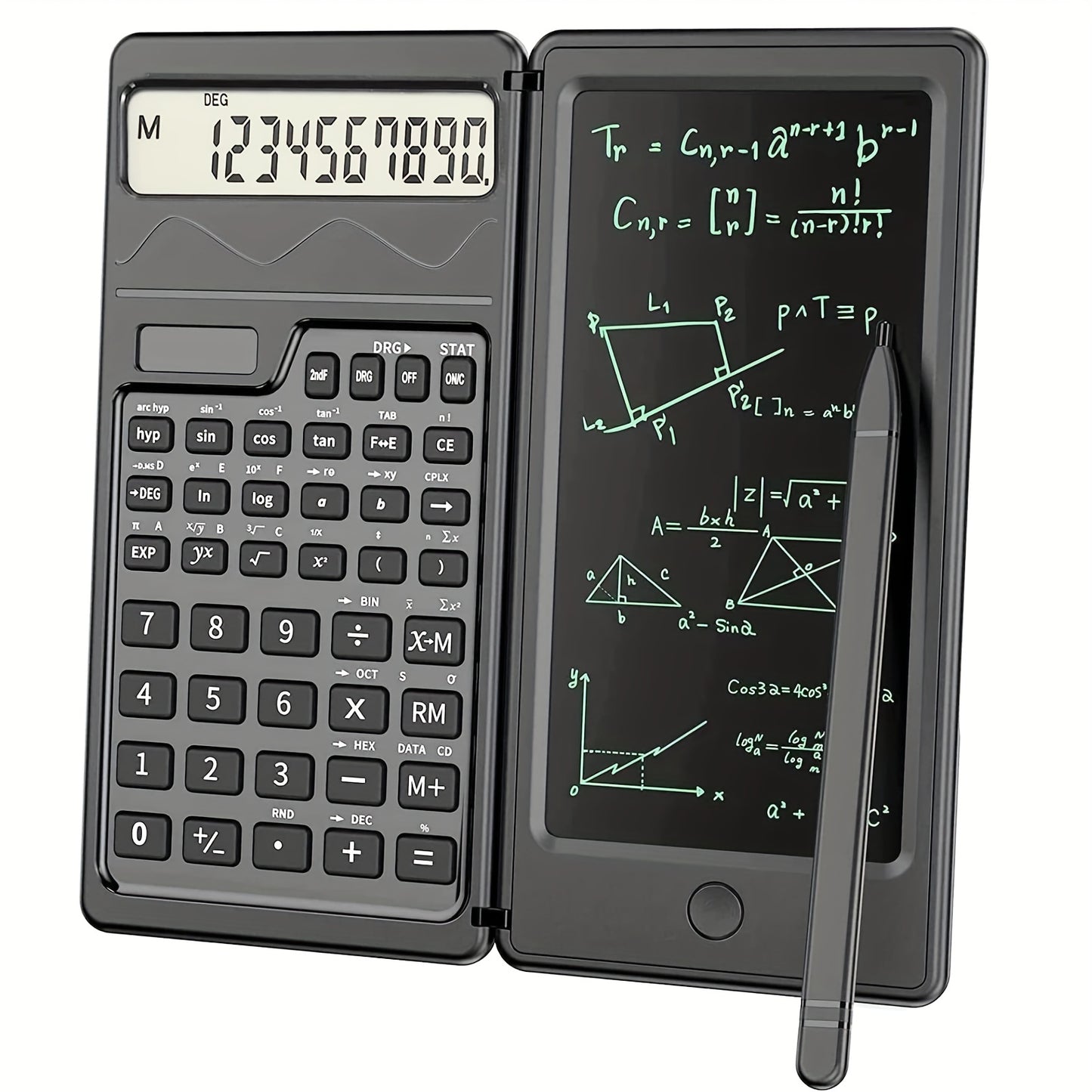 Scientific Calculators10-Digit LCD Display Foldable Calculator With Handwriting board, Solar and Battery Dual Power supply for Teacher, Engineer