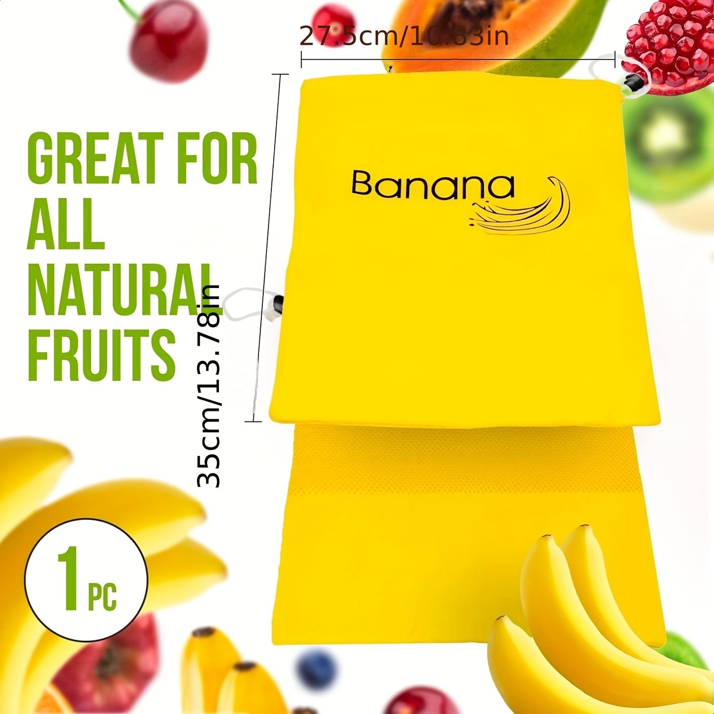 1pc Banana Storage Bag, Reusable Vegetable Fruit Bags, Salad Sack, Refrigerator Storage Bag With Drawstrings, Prevent Ripening, Home Kitchen Supplies