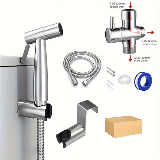 1pc Handheld 304 Stainless Steel Toilet Bidet Faucet Sprayer, Toilet Body Wash Handheld Shower, Bidet Sprayers, High Pressure Flush Water Spray Faucet, Home Essential