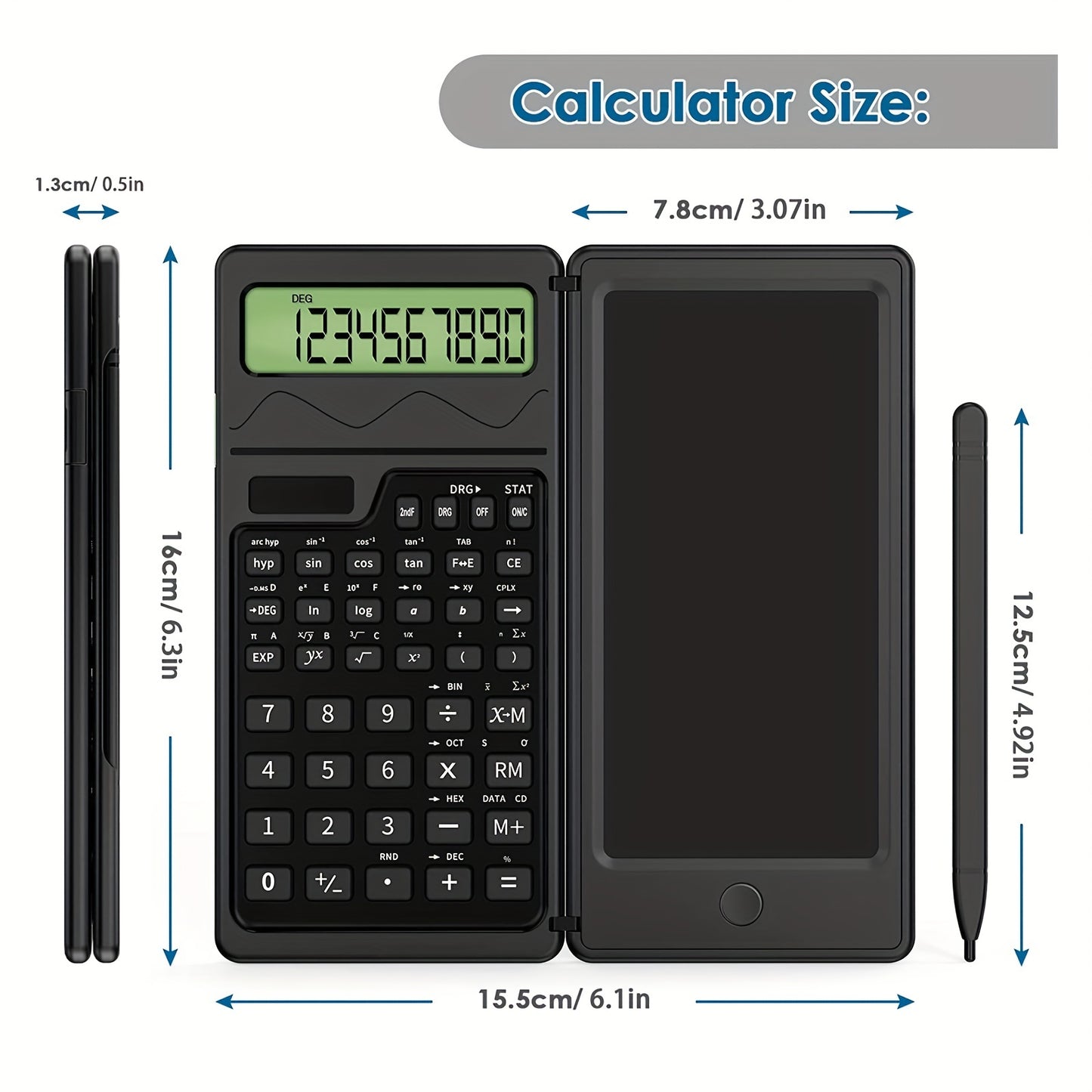 Scientific Calculators10-Digit LCD Display Foldable Calculator With Handwriting board, Solar and Battery Dual Power supply for Teacher, Engineer