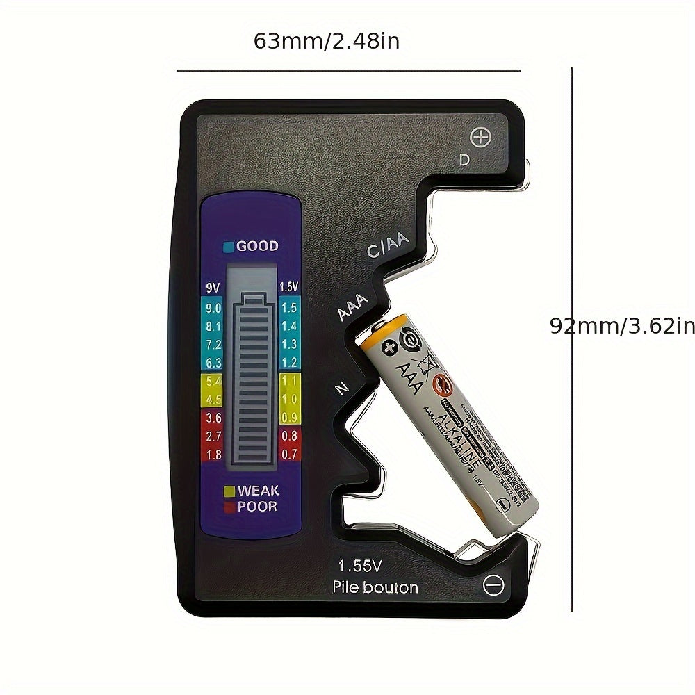 Digital Battery Tester LCD Display AA/AAA/9V/1.5V Button Cell Battery Capacity Check Detector Capacitance Diagnostic Tool