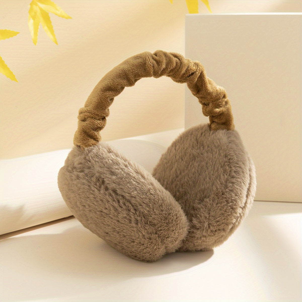 1pc Foldable Earmuffs Solid Color Hamburger Winter Ear Warmer Women Furry Fleece Earmuff Outdoor For Autumn & Winter