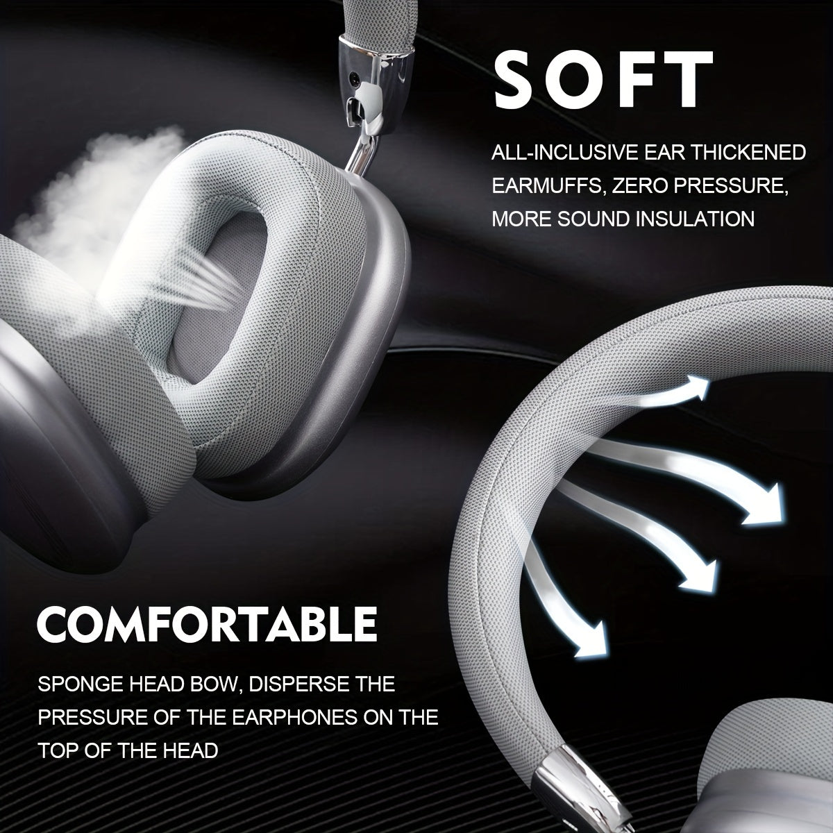 Ear-mounted Wireless Headset Folding Soundproof Metal Texture Headphone