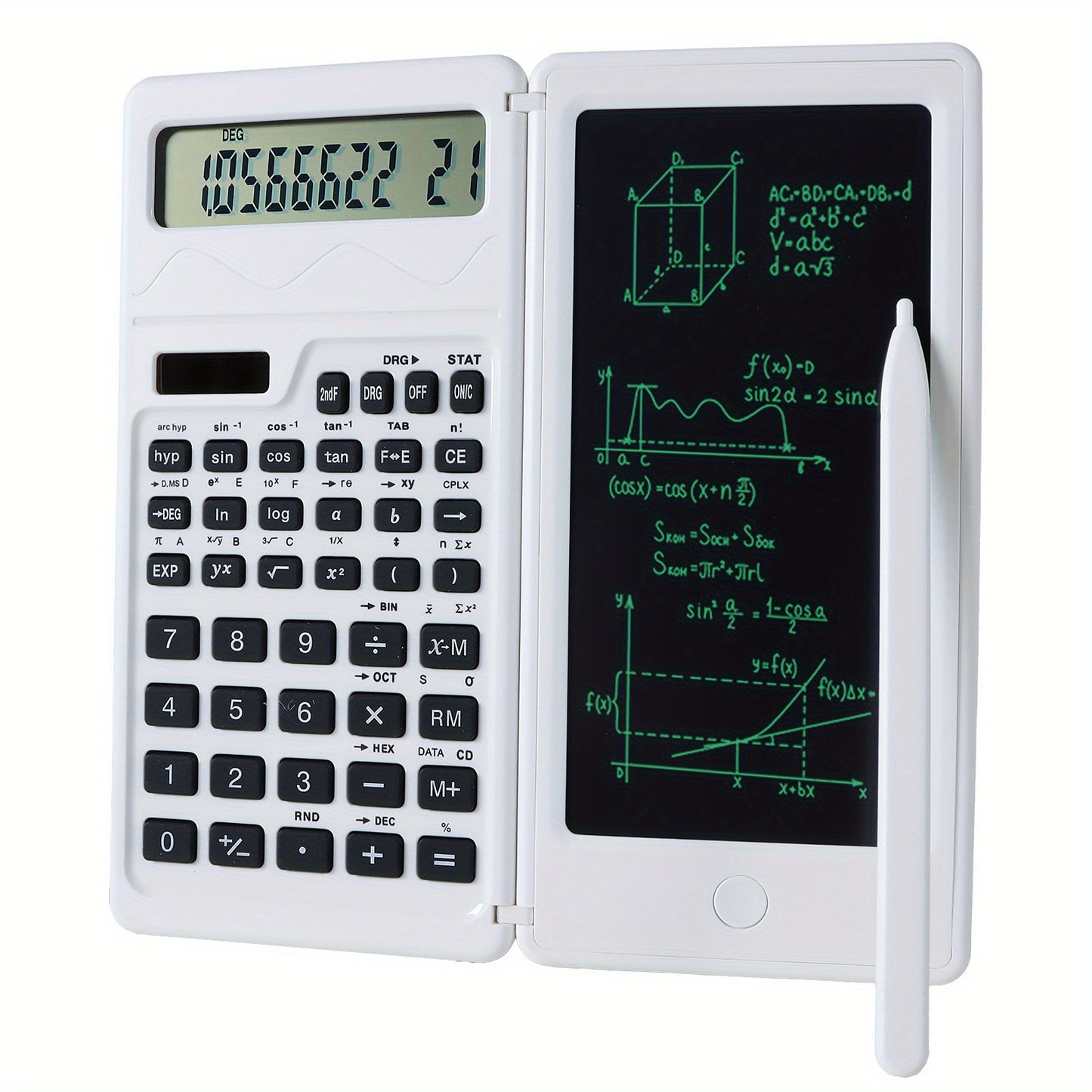 Scientific Calculators10-Digit LCD Display Foldable Calculator With Handwriting board, Solar and Battery Dual Power supply for Teacher, Engineer