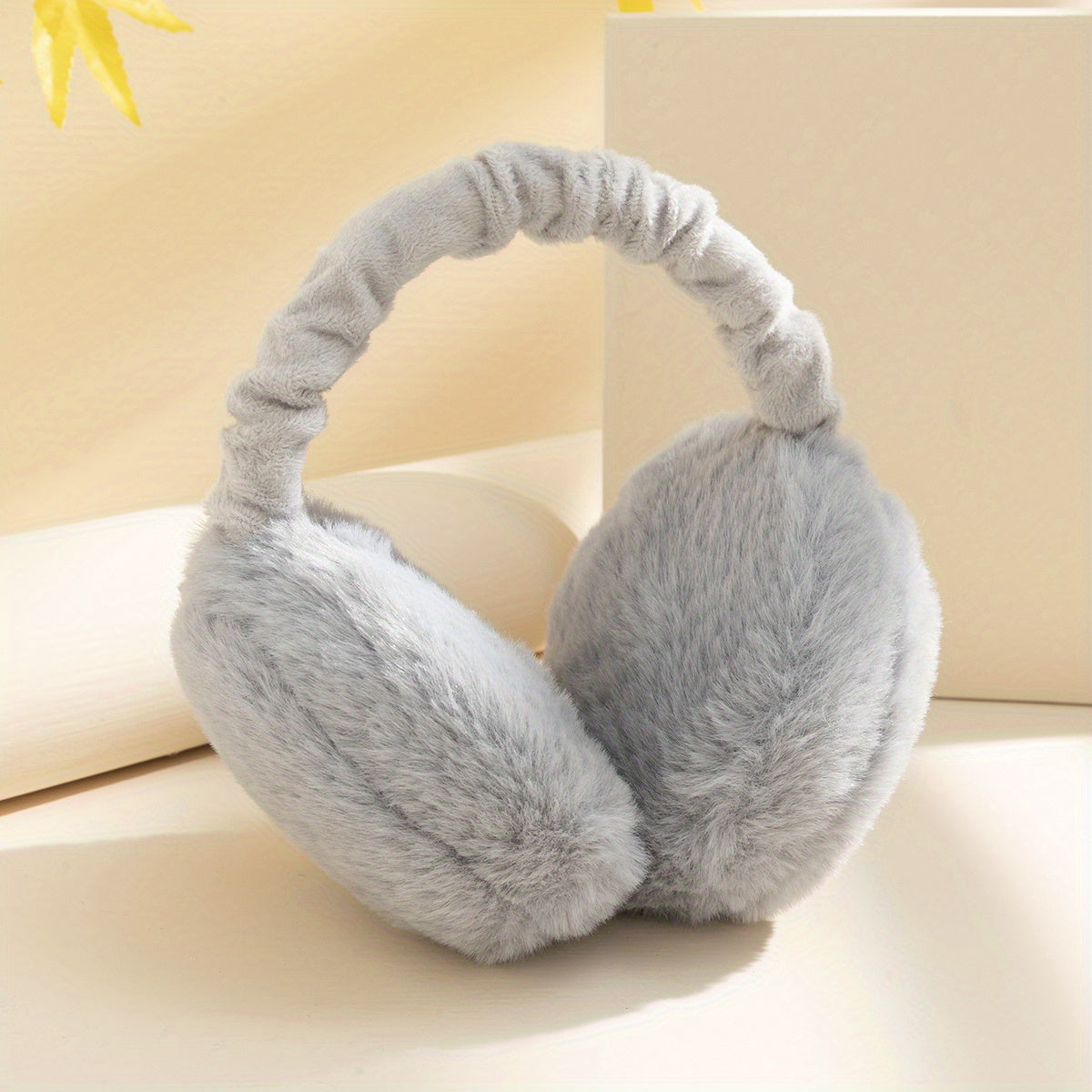 1pc Foldable Earmuffs Solid Color Hamburger Winter Ear Warmer Women Furry Fleece Earmuff Outdoor For Autumn & Winter