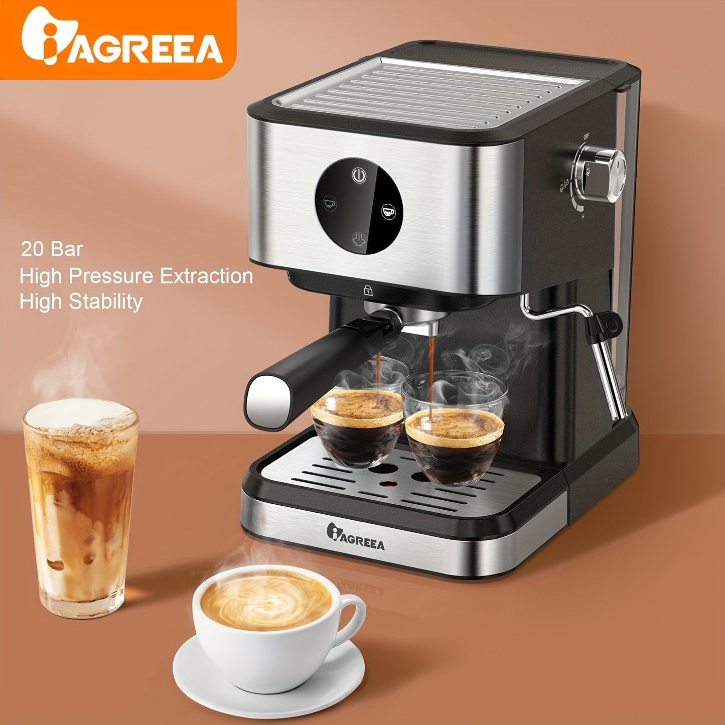 IAGREEA Espresso Machine With Milk Frothing