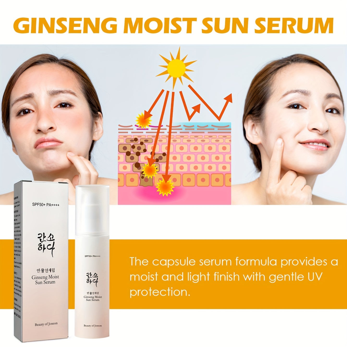 1.69oz Ginseng Protective Serum, Hydrating Moisturizing  Skin Sunburn Protective Serum