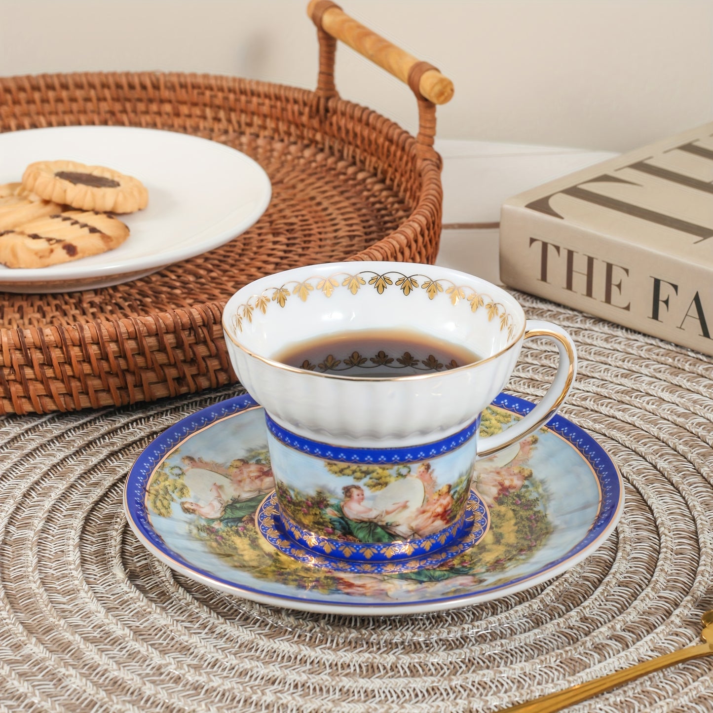 Set, Vintage Pattern Teacup And Saucer, Bone China Coffee Cup And Saucer Plate, Drinking Cups For Breakfast, Tea Party, Afternoon Tea, Home, Garden, Restaurant And More, Summer Winter Drinkware, Gifts