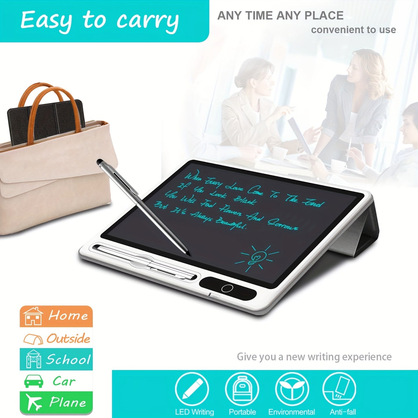 InnoreBorat LCD Notebook - Unleash Your Creativity with Digital Drawing Pad & Faux Leather Case!