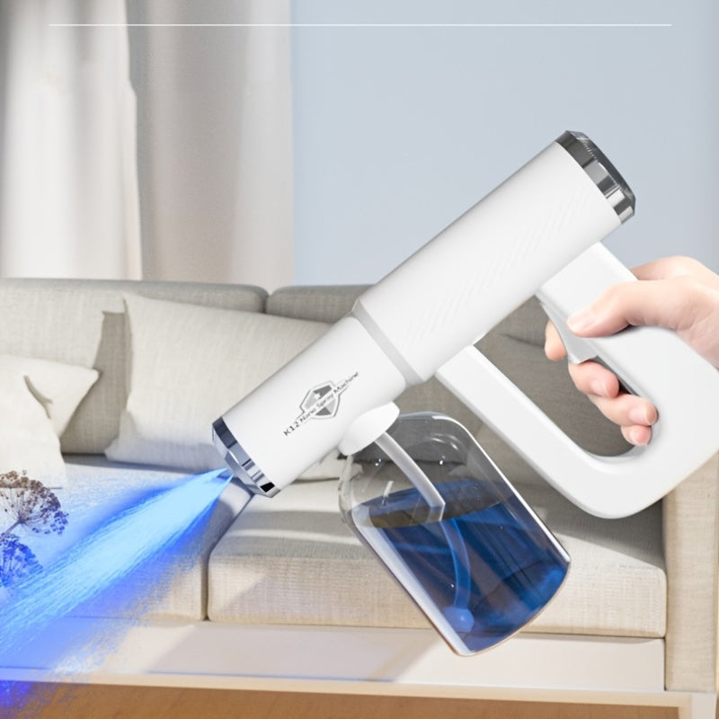 K12 Professional Nano Spray Gun Disinfectant Fogger Machine: Rechargeable Atomizer & Cordless Handheld Nano Steam Gun With Blue Light For Touchless Sanitization