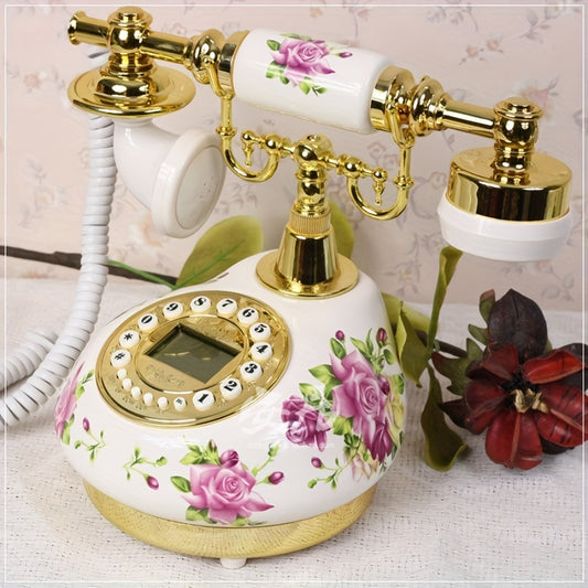 White Antique Telephone Corded Landline Home Phones Vintage Classic Ceramic Home Telephone Antique Home Office Art Shops Gift