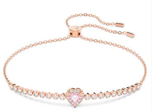 bracelet Heart, Pink, Rose gold-tone plated