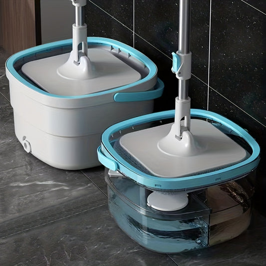 1set, New Sewage Seperation Hand-free Mop With A Rotating Head And A Bucket To Send Three Fiber Cloth Heads Lazy Mopping Artifact Cleans And Separates Dust, Hair And Sewage, Rotating Mop