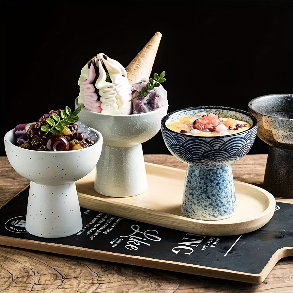 1pc Ceramic Ice Cream Bowl, Tall Ceramic Cup, Creative Ice Cream Cup, Yogurt Cup, Japanese Ice Cream Ball Cup, Creative Dessert Baking Cake Bowl For Home Kitchen Restaurant Gathering, Kitchen Supplies, Tableware Accessories