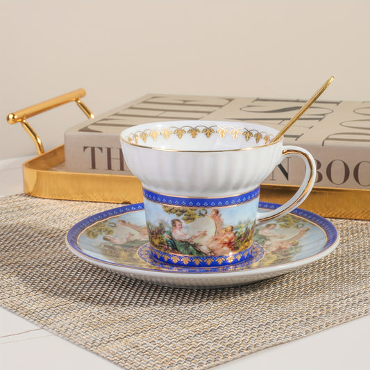 Set, Vintage Pattern Teacup And Saucer, Bone China Coffee Cup And Saucer Plate, Drinking Cups For Breakfast, Tea Party, Afternoon Tea, Home, Garden, Restaurant And More, Summer Winter Drinkware, Gifts