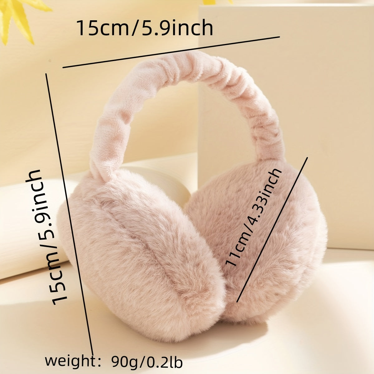 1pc Foldable Earmuffs Solid Color Hamburger Winter Ear Warmer Women Furry Fleece Earmuff Outdoor For Autumn & Winter