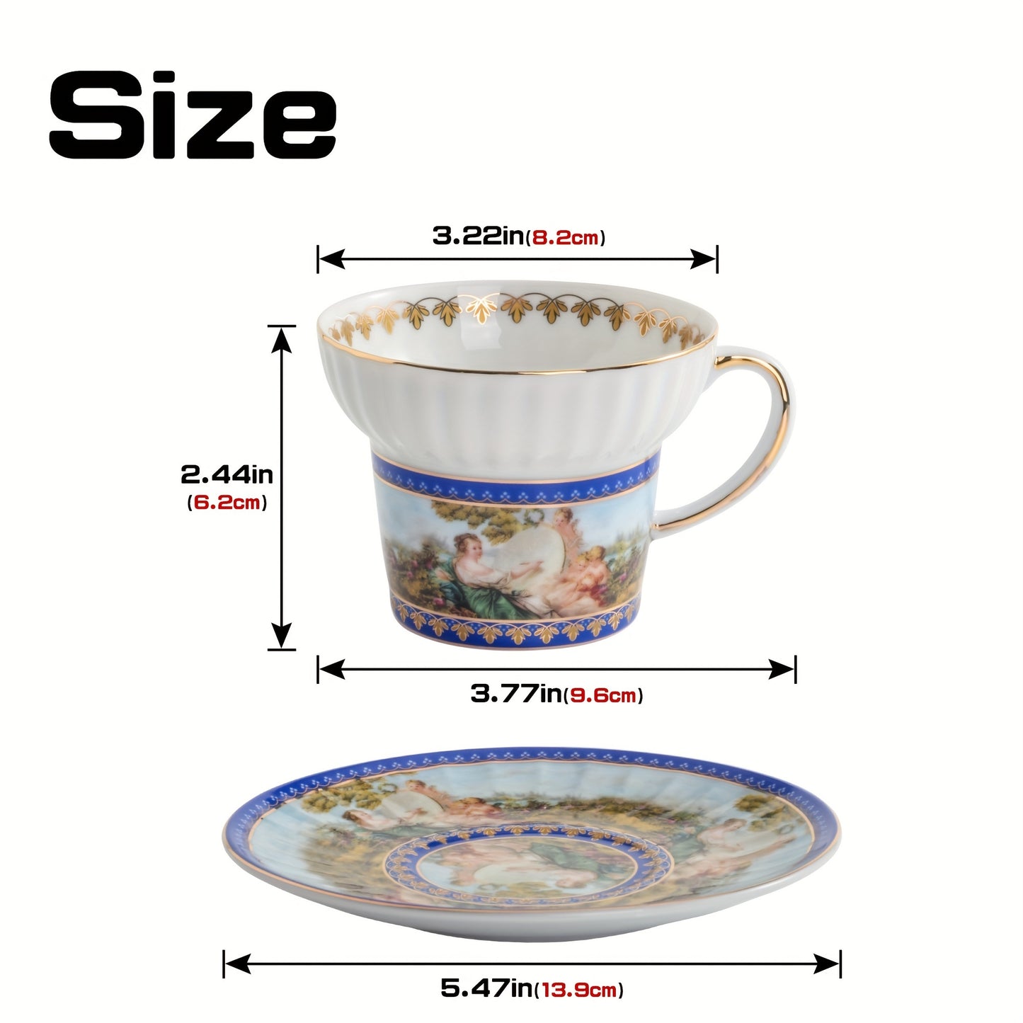 Set, Vintage Pattern Teacup And Saucer, Bone China Coffee Cup And Saucer Plate, Drinking Cups For Breakfast, Tea Party, Afternoon Tea, Home, Garden, Restaurant And More, Summer Winter Drinkware, Gifts