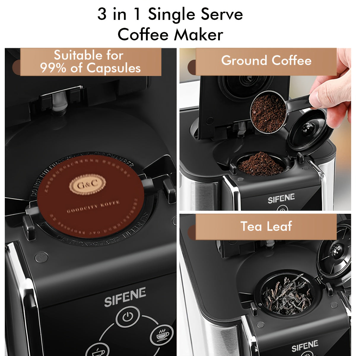 Coffee Maker, 3 In 1 Single Serve Coffee Machine