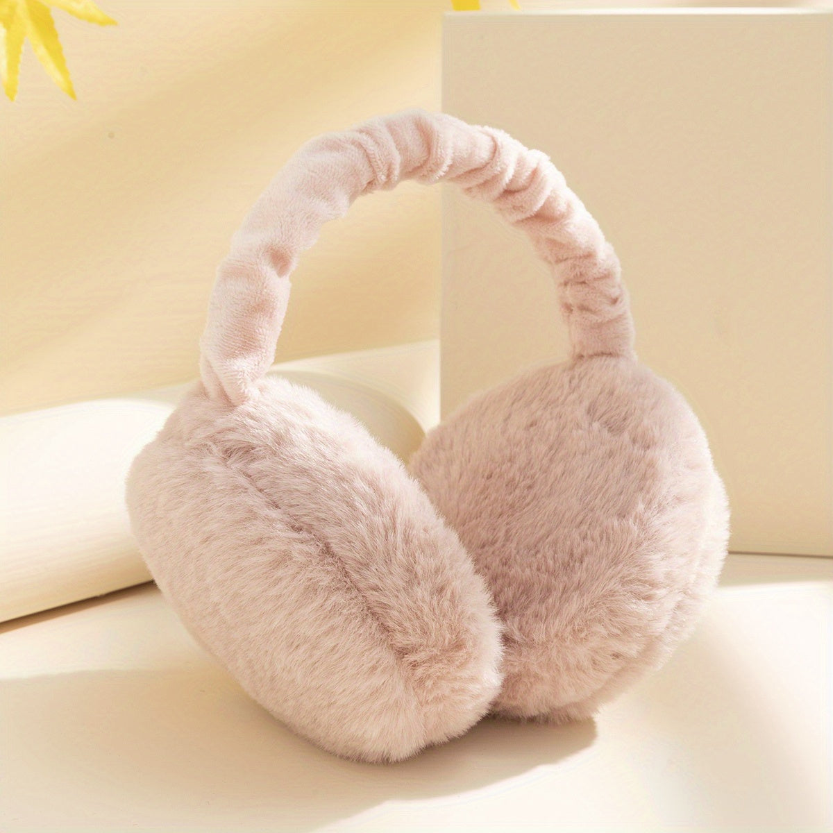 1pc Foldable Earmuffs Solid Color Hamburger Winter Ear Warmer Women Furry Fleece Earmuff Outdoor For Autumn & Winter