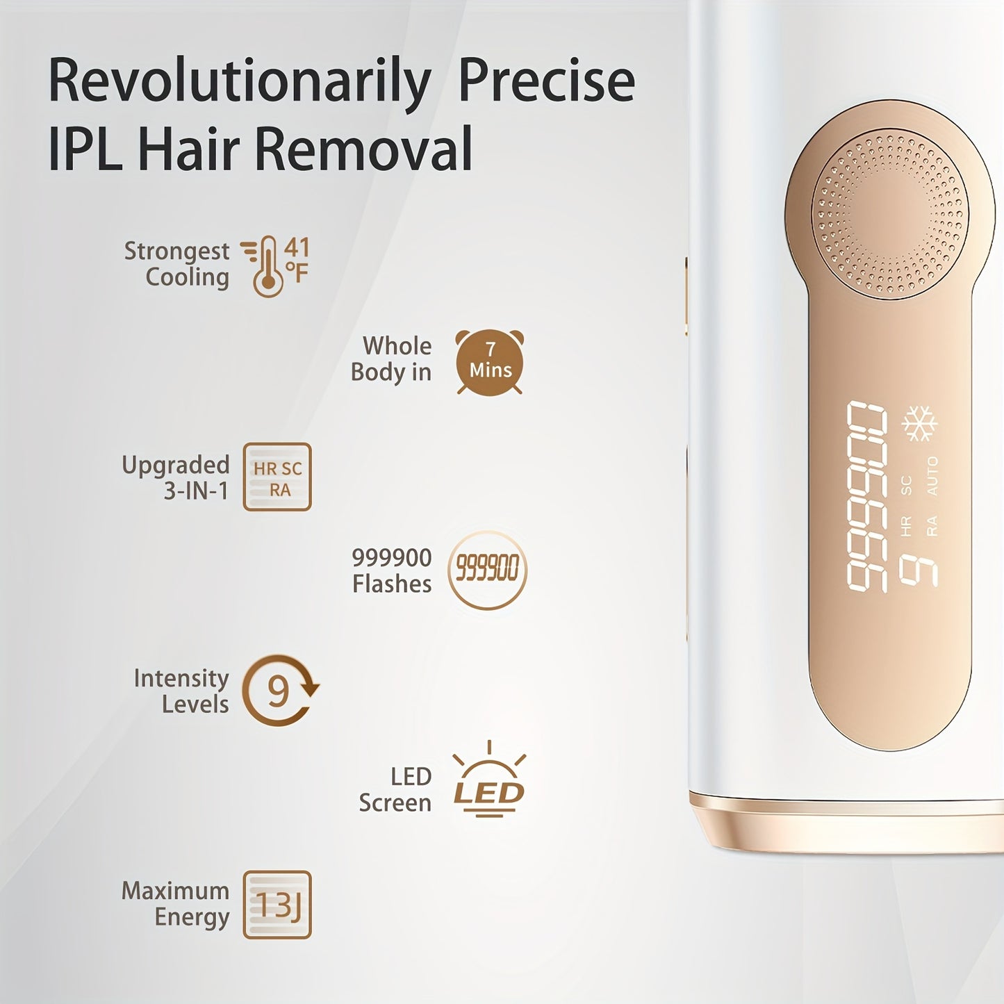 3-in-1 At-Home Permanent Hair Removal Device - IPL Laser Hair Removal with Cooling for Women & Men - 9 Levels Upgrade & 999900 Flashes for Face, Armpit, Arm, Bikini Line, Leg & Whole Body