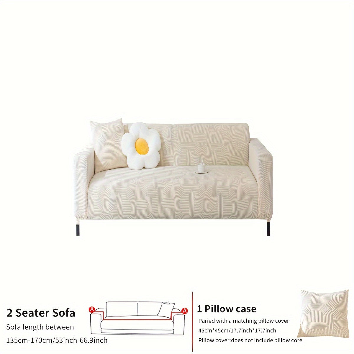 1pc Sofa Cover, Four Seasons Universal Sofa Slipcover Furniture Protector, Non-slip Simple Modern Couch Cover, Home Decor For Bedroom Office Living Room (With 1pc Throw Pillow Cover Without Core)