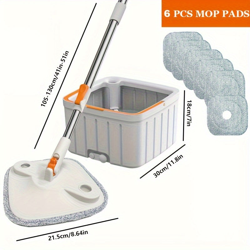 1set, New Sewage Seperation Hand-free Mop With A Rotating Head And A Bucket To Send Three Fiber Cloth Heads Lazy Mopping Artifact Cleans And Separates Dust, Hair And Sewage, Rotating Mop