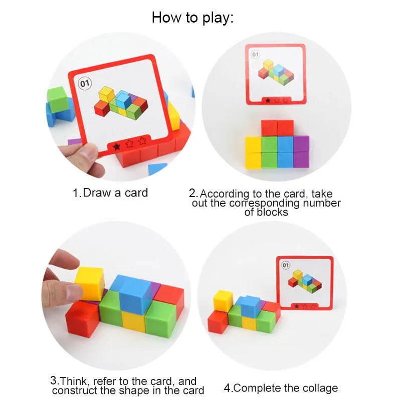 Montessori Magic Block Puzzle Toy Spatial Logical Thinking Training Game Rainbow Stacking Blocks Math Educational Toys for Child