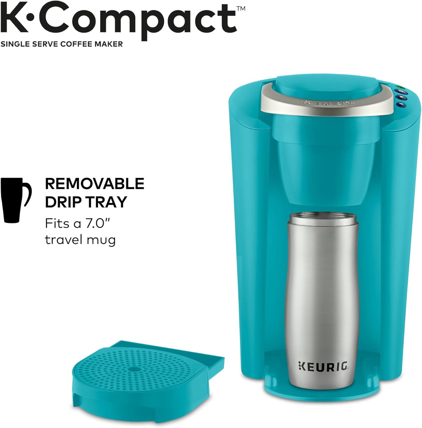 K-Compact Coffee Maker, Single Serve K-Cup Pod Coffee Brewer, Turquoise