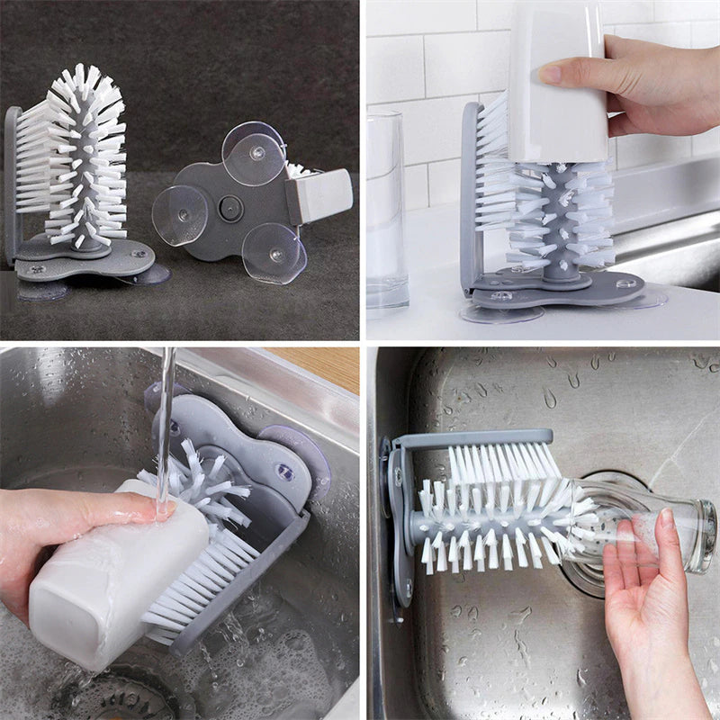 2 in 1 Cleaning Brush Cup Scrubber Suction Wall Lazy Bottles Brush Glass Cleaner Washing Brush Home Kitchen Clean Tool New