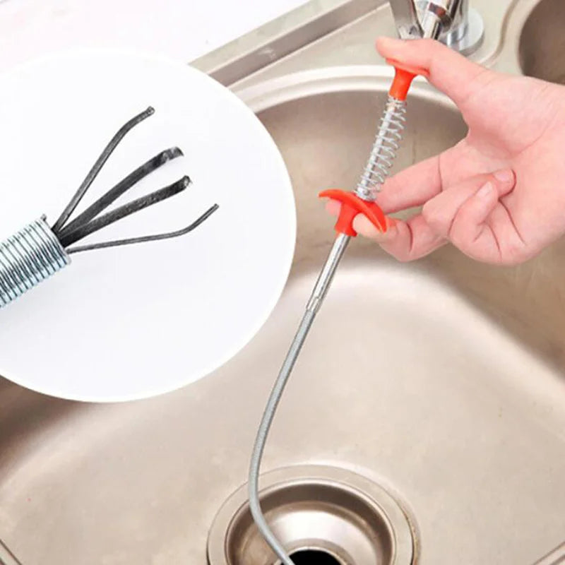 1PC Sewer Pipe Dredging Artifact Four-Claw Extractor Cleaning Floor Drain Hair Grab Hook Kitchen Foreign Object Gripper Cleaning