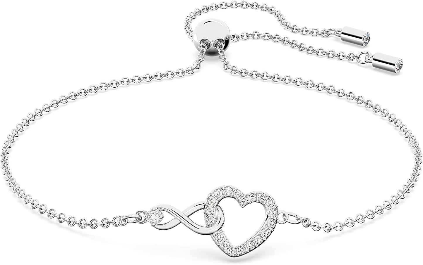 Infinity Heart Jewelry Collection, Necklaces and Bracelets, Rose Gold & Rhodium Tone Finish, Clear Crystals