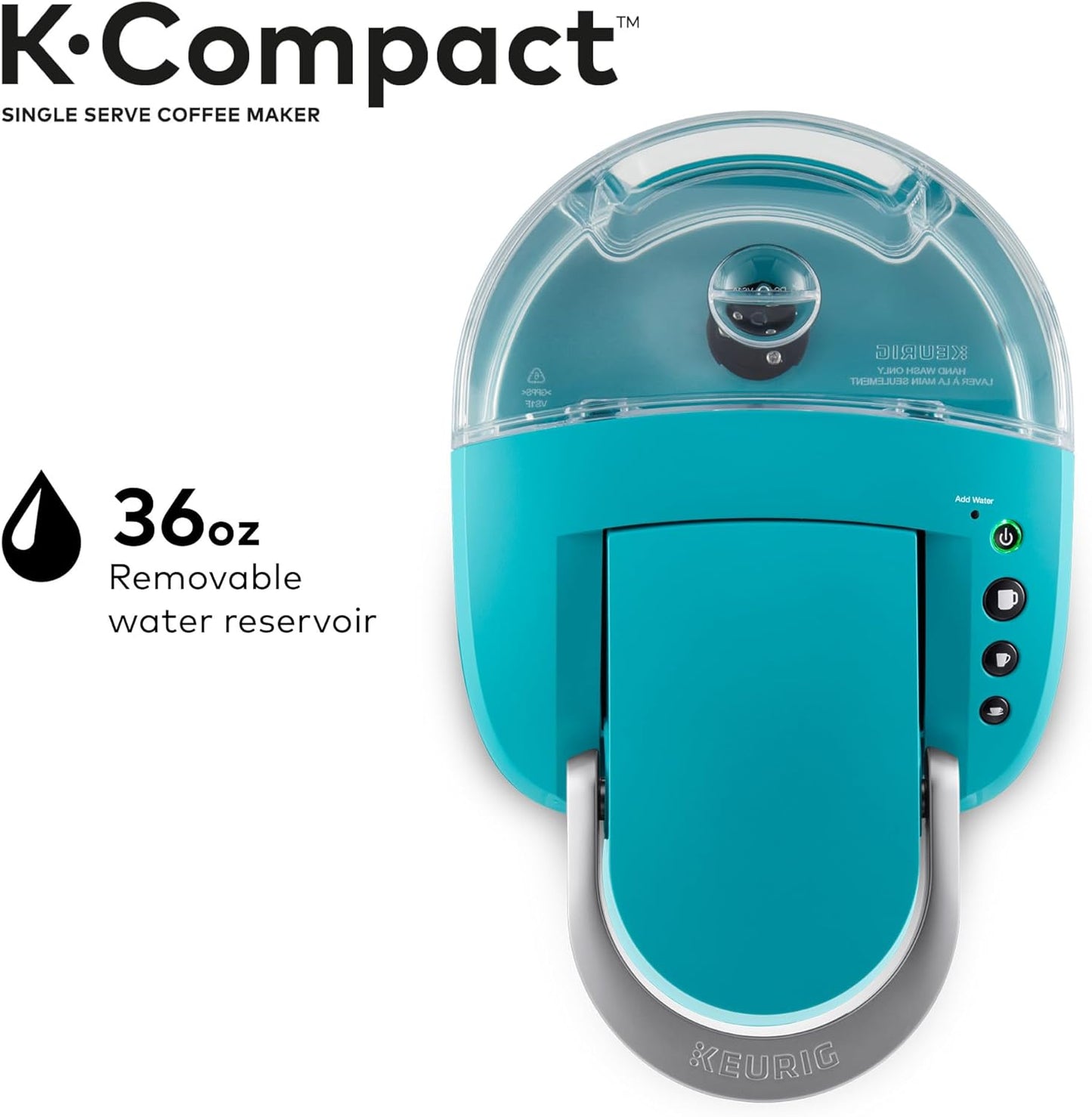 K-Compact Coffee Maker, Single Serve K-Cup Pod Coffee Brewer, Turquoise