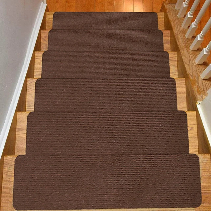 Self Adhesive Stair Tread Carpet Mats Solid Striped Anti-Skid Step Floor Carpet Washable Non-Slip Stair Protector Carpet for Kid