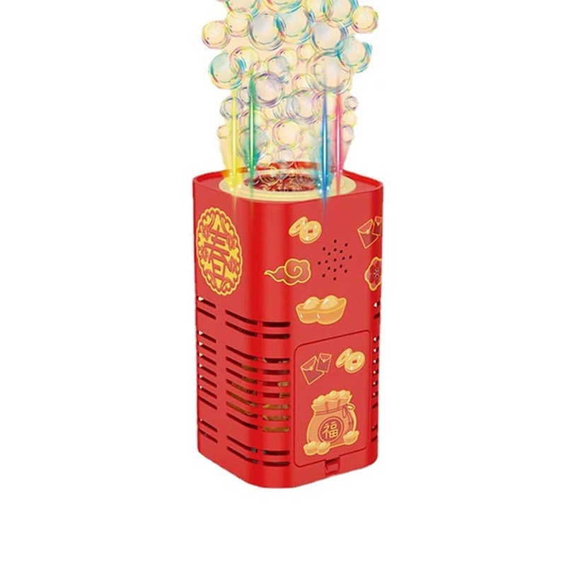 Bubble Machine with Music Light Simulation Fireworks Sound to Celebrate Chinese New Year Portable Automatic Toys Gifts for Kids