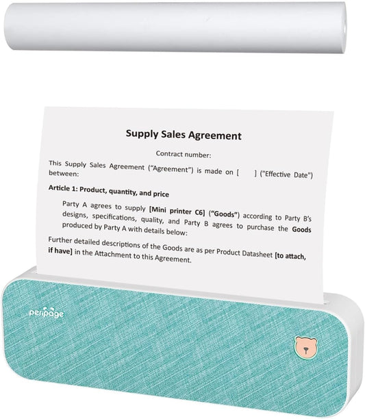 A40 Peripage Wireless Inkless Portable Printer for Tattoo Stencil Transfer, Letter(8.5"X11")/Legal/A4/4/3/2 Inch Thermal Paper, Adhesive Shipping Label. for Windows, Ios, Android (Blue)