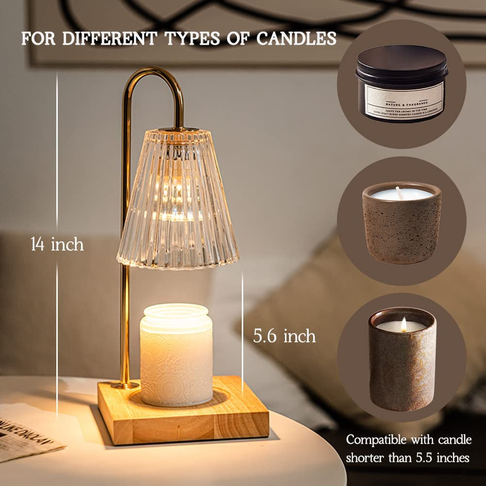 Candle Warmer Lamp, Electric Candle Lamp Warmer, Gifts for Mom, Bedroom Home Decor Dimmable Wax Melt Warmer for Scented Wax with 2 Bulbs, Jar Candles