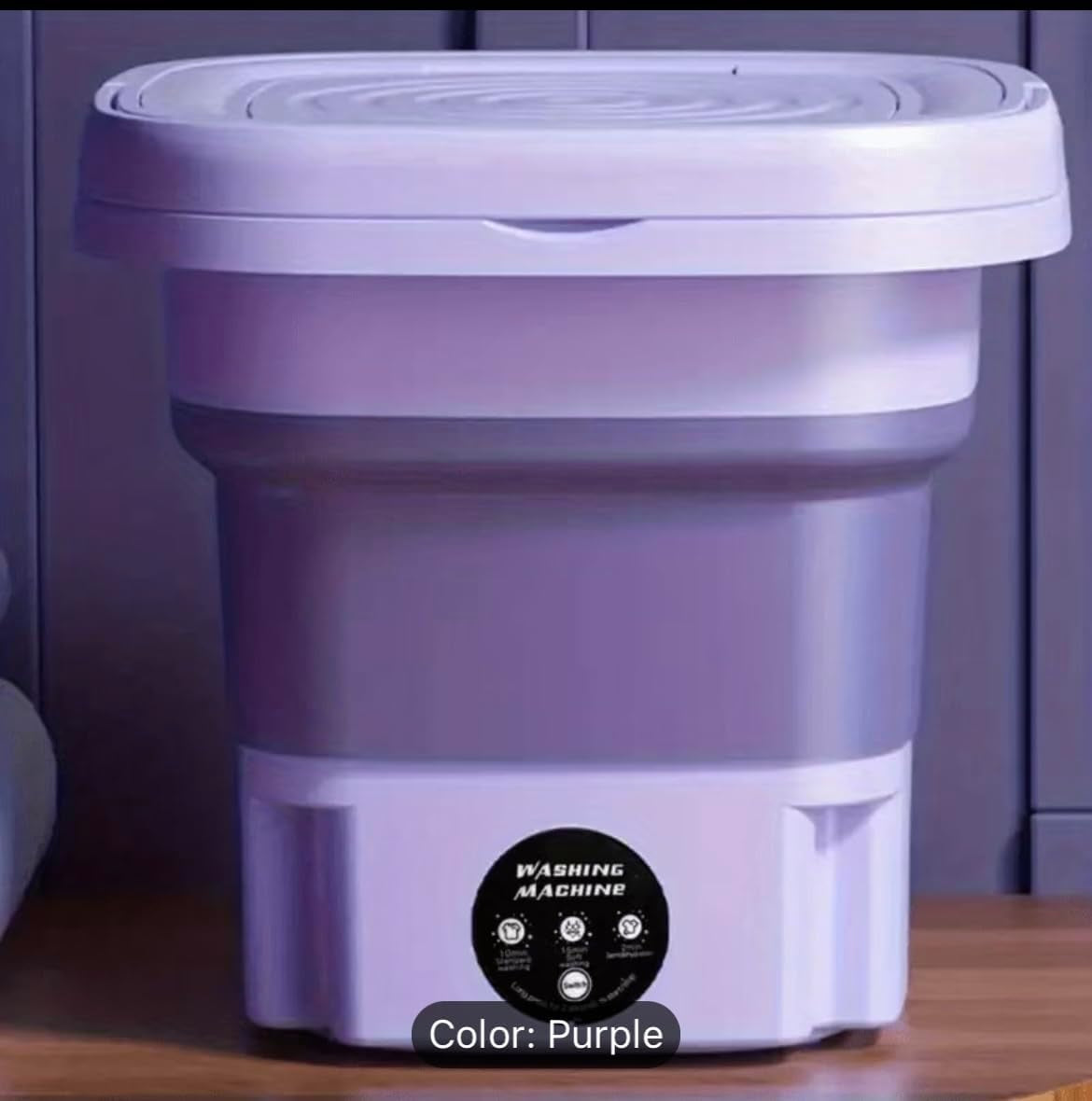 Portable 8L Washing Machine for Small Loads, Foldable Design, Soft Spin Dry, Perfect for Underwear, Socks, Baby Clothes and Delicate Items Ideal for Travel and Camping (PURPLE)