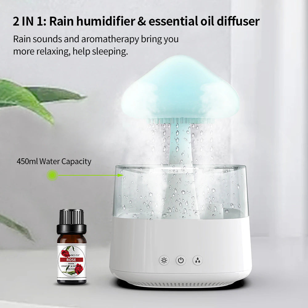 Aromatherapy Essential Oil Diffuser Wood Grain Remote Control Ultrasonic Water Drops Air Humidifier with 7 Color Lights Home