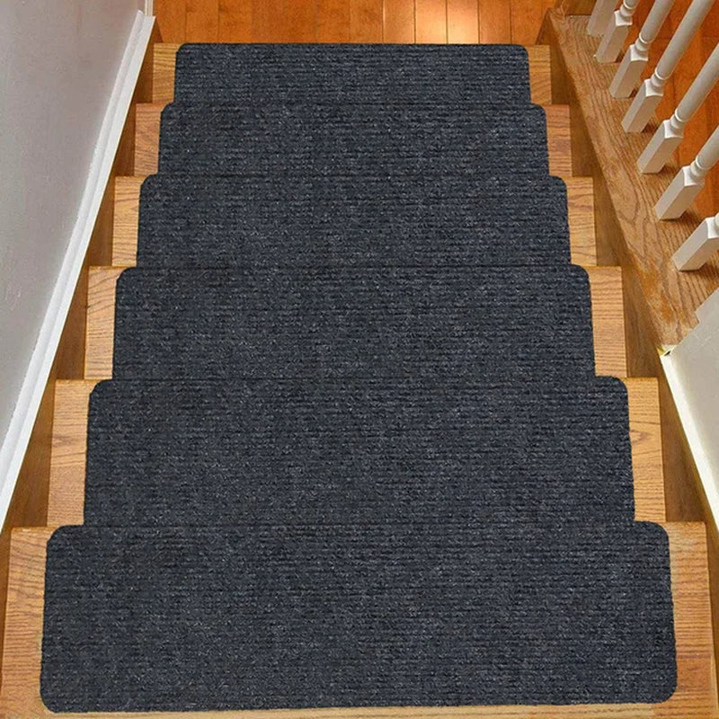 Self Adhesive Stair Tread Carpet Mats Solid Striped Anti-Skid Step Floor Carpet Washable Non-Slip Stair Protector Carpet for Kid