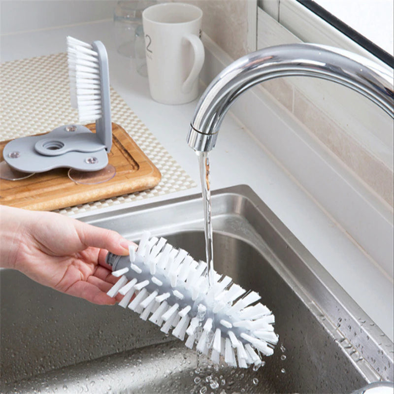 2 in 1 Cleaning Brush Cup Scrubber Suction Wall Lazy Bottles Brush Glass Cleaner Washing Brush Home Kitchen Clean Tool New